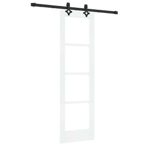 vidaXL Drsna vrata Bela 61 x 198,5 cm Trden borov les in steklo