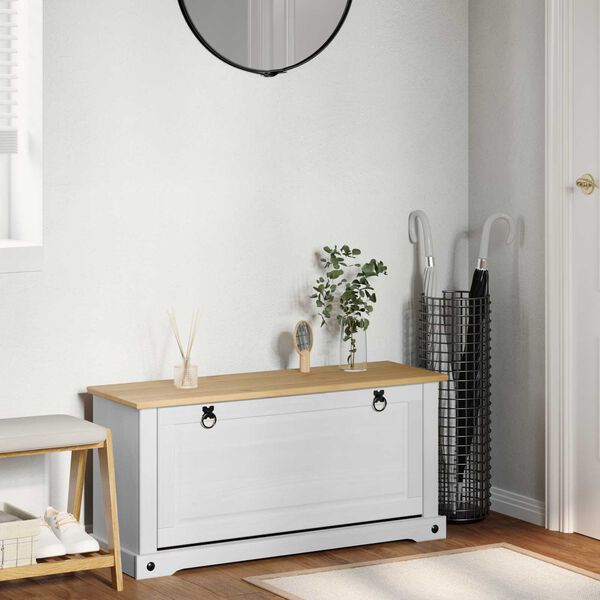 vidaXL Omara za čevlje Corona Bela 99 x 32 x 49 cm Masivno borovo les