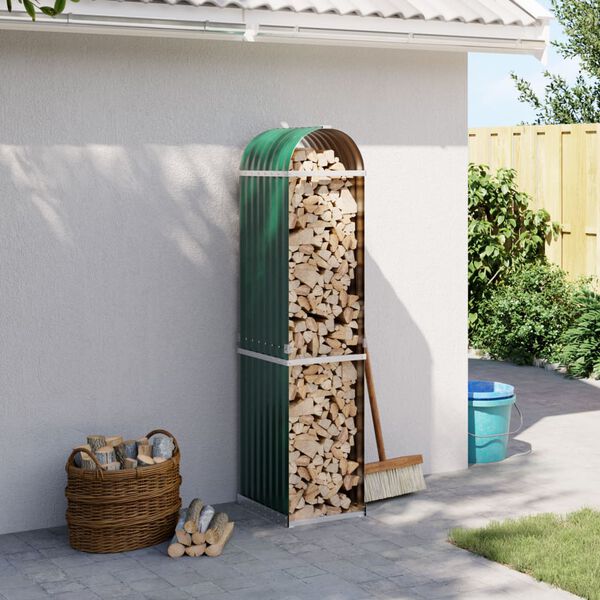 vidaXL Nosilec za polena zelen 40x45x170 cm pocinkano jeklo