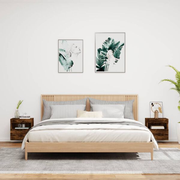 vidaXL Stenske TV omarice z LED 2 kosa dimljeni hrast 40x30x40 cm