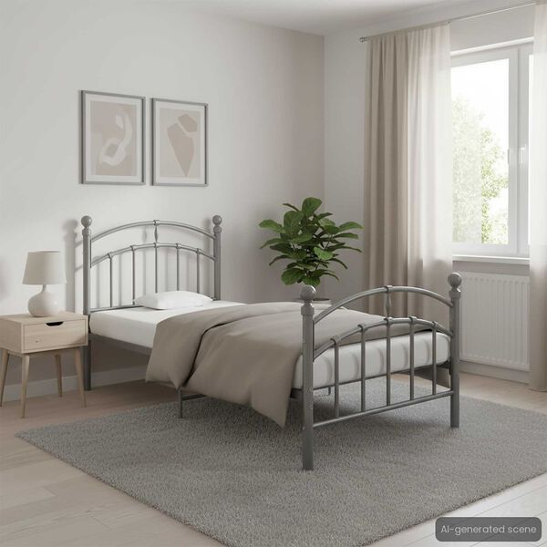 vidaXL Posteljni okvir siv kovinski 100x200 cm