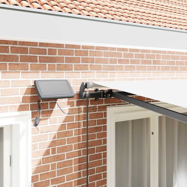 vidaXL Retraktilna tenda z LED lučmi Bela 300 x 250 cm blago