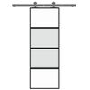 vidaXL Drsna vrata črna 76x205 cm kaljeno steklo in aluminij
