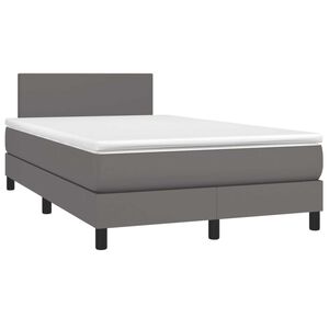 vidaXL Box spring postelja z vzmetnico siva 120x190 cm umetno usnje