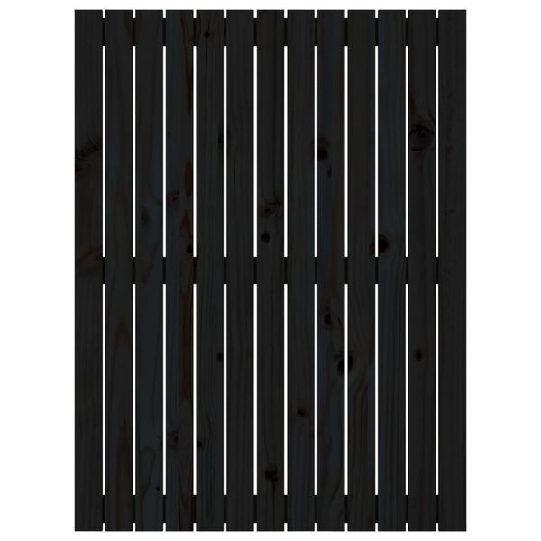 vidaXL Stensko posteljno vzglavje črno 82,5x3x110 cm trdna borovina