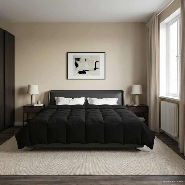 vidaXL Poletna odeja &Scaron;onerisan Črna 220 x 240 cm Mikrovlakna