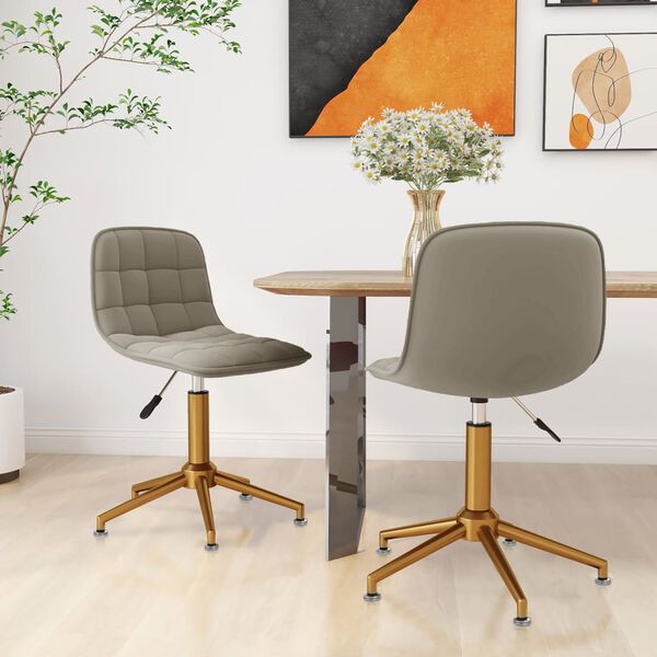 vidaXL Vrtljiv jedilni stol 2 kosa svetlo siv žamet