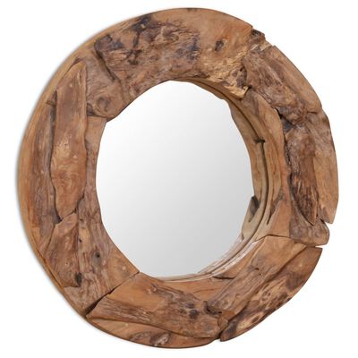 vidaXL Okrasno ogledalo tikovina 60 cm okrogle oblike