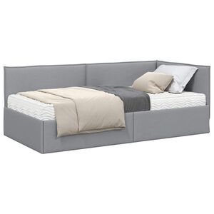 vidaXL Kotni okvir postelje z matrico 2 pcs Svetlo siva Žamet