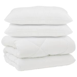 vidaXL Pokrivač z blazinami z blazino 3 pcs Bela Mikrofibra in perje