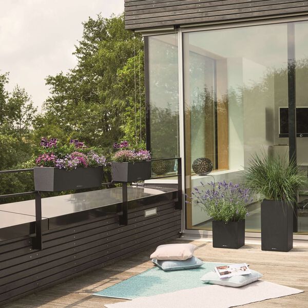 LECHUZA Cvetlično korito BALCONERA Stone 50 ALL-IN-ONE črno