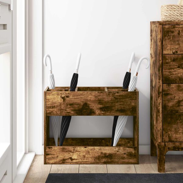 vidaXL Stojalo za dežnik Dimljeni oreh 65 x 24 x 50 cm Konstruiran les