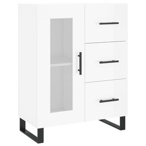 vidaXL Komoda visok sijaj bela 69,5x34x90 cm inženirski les