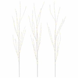 vidaXL LED božična dekoracija bakrene veje 3 kos Bela 62 cm Jeklo