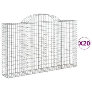 vidaXL Obokana gabionska ko&scaron;ara 20 kos 200x30x120/140cm cinkano železo