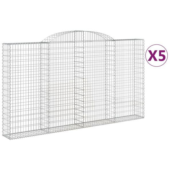 vidaXL Obokane gabion ko&scaron;are 5 kosov 300x30x160/180cm pocinkano železo