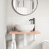 vidaXL Stenska polica za umivalnik jeklo in trdna hrastovina