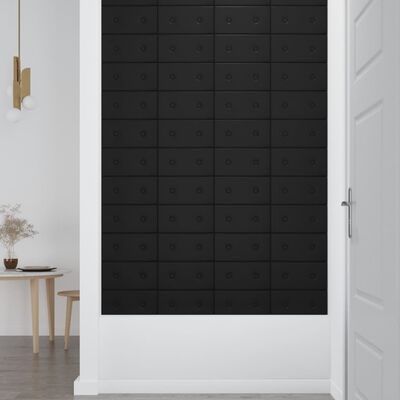 vidaXL Stenski paneli 12 kosov črni 30x15 cm umetno usnje 0,54 m²