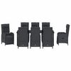 vidaXL Komplet za jedilnico v vrtu z blazino 9 pcs Črna poli ratan
