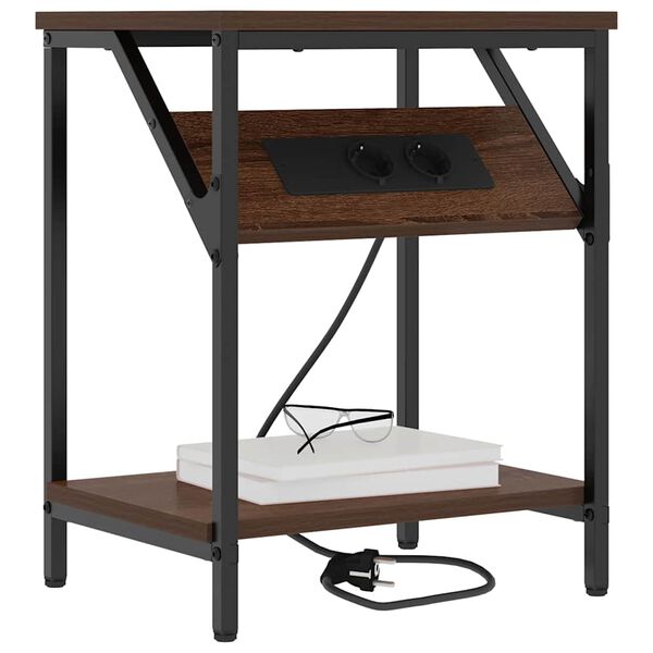 vidaXL Nočna omarica Rjav hrast 38 x 30 x 48 cm Konstruiran les