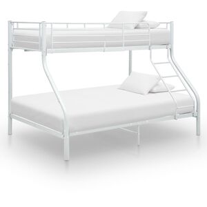 vidaXL Posteljni okvir pograd bel kovinski 140x200/90x200 cm