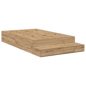 vidaXL Postelja z dodatnim prostorom za shranjevanje Umetni hrast