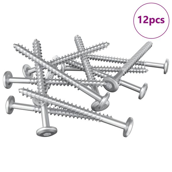 vidaXL Leseni vijaki 12 pcs srebrna M6 x 70 mm Jeklo