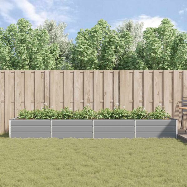 vidaXL Cvetlično korito Svetlo siva 195 x 100 x 45 cm Cinkana jeklena