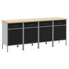 vidaXL Delovna omara s predalom 4 kos Črna in siva 200 x 55 x 85 cm