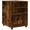 vidaXL Stranska mizica s kolesi dimljen hrast 55x60x78 cm inž. les