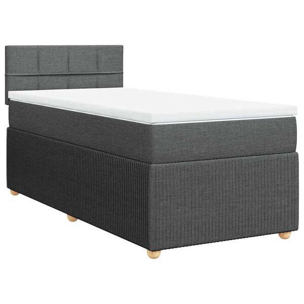 vidaXL Box spring postelja z vzmetnico temno siva 90x190 cm blago