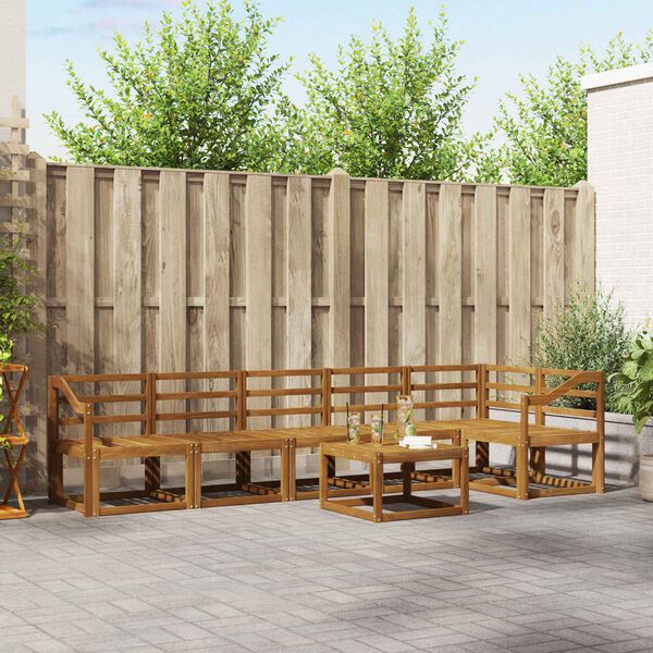 vidaXL Zunanja garnitura za sedenje 7 pcs Naravna Masiven les akacije