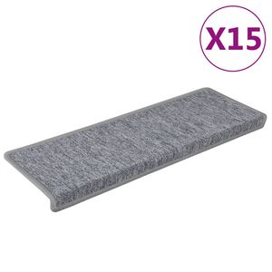 vidaXL Stopni&scaron;čne preproge 15 kosov 65x21x4 cm svetlo sive pravokotne robove