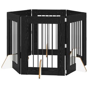 vidaXL Vrata za pse z stojali 6 pcs Črni hrast 60 x 80 cm