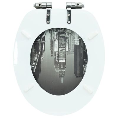 vidaXL Deska za WC školjko počasno zapiranje MDF dizajn New York