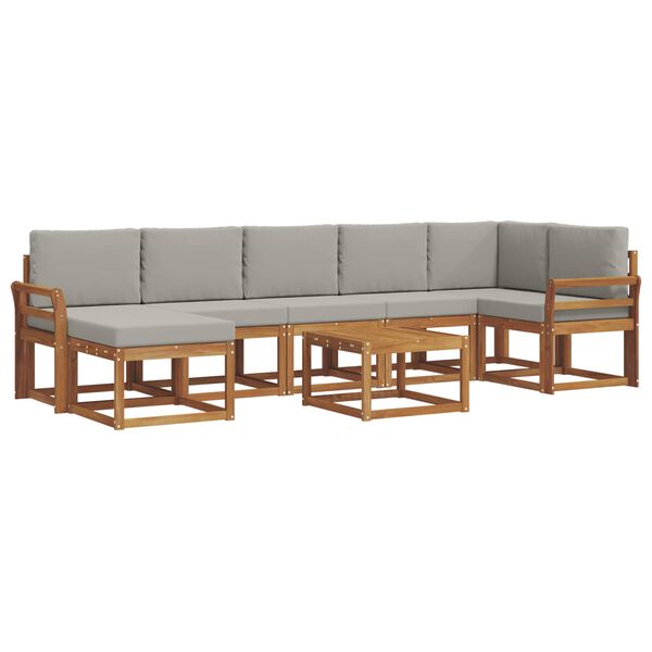 vidaXL Zunanja garnitura za sedenje 8 pcs Naravna in svetlo siva