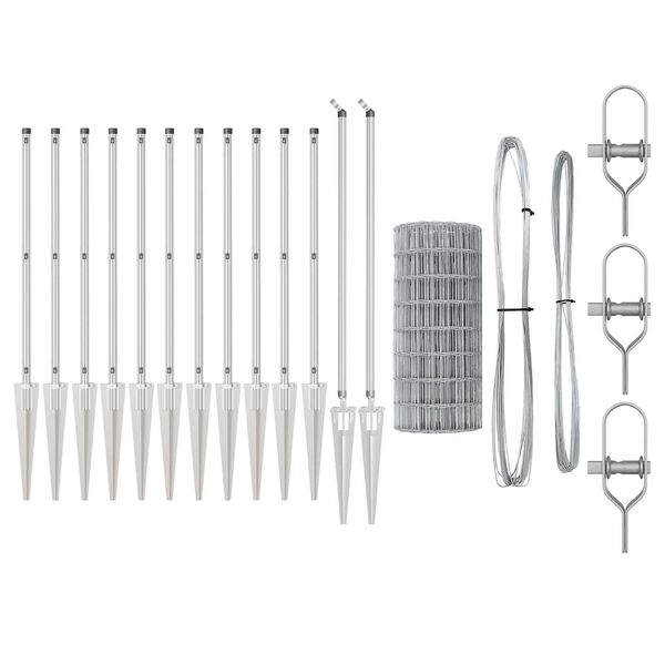 vidaXL Ograja s stebrom srebrna 1 x 10 m Jeklo