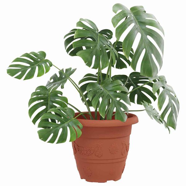 vidaXL Okrogli cvetlični lonec 6 pcs Kamnito rdeča &Oslash; 26 x 21.5 cm