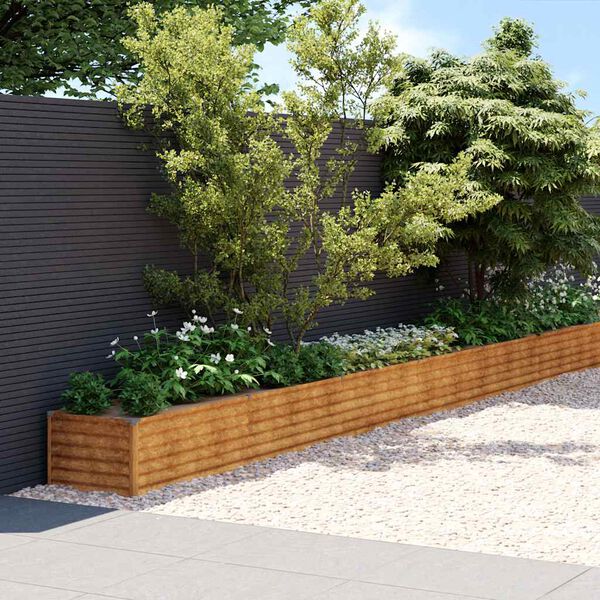 vidaXL Vrtna visoka greda 1152x50x36 cm corten jeklo