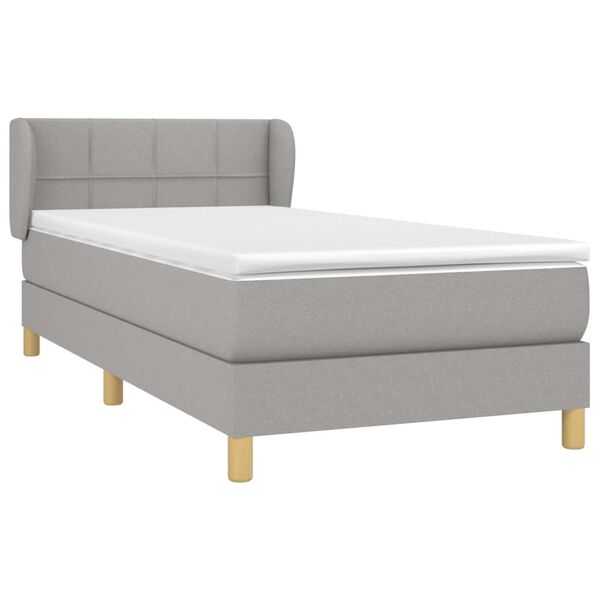 vidaXL Box spring postelja z vzmetnico svetlo siva 90x190 cm blago