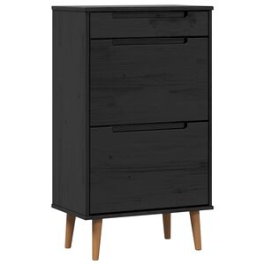 vidaXL Omara za čevlje MOLDE 59,5 x 35 x 103 cm Trdna borovina Črna