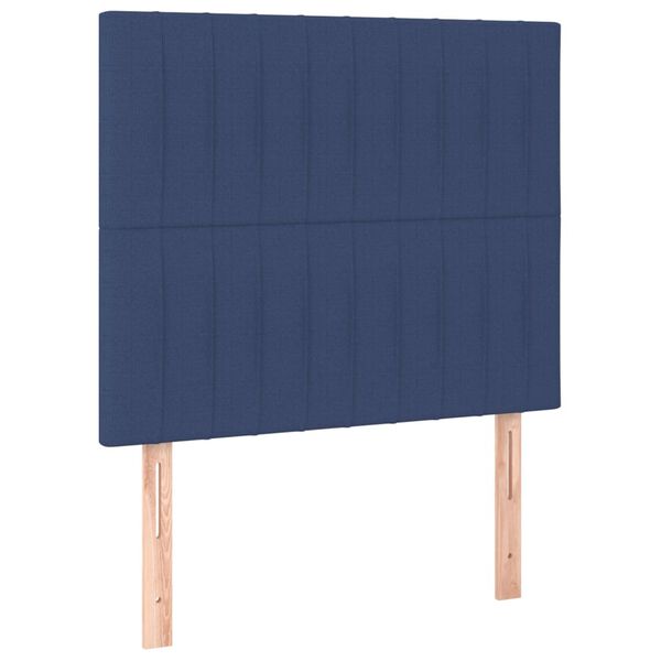 vidaXL Vzglavje postelje modro 100x5x118/128 cm blago