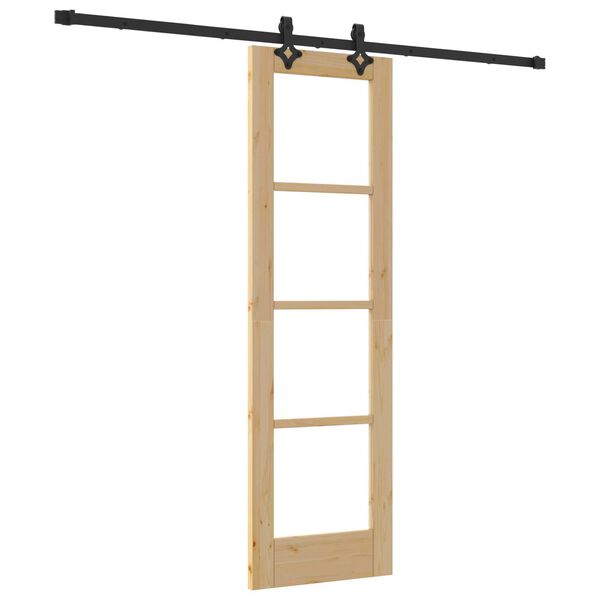 vidaXL Drsna vrata Naravna 61 x 198,5 cm Trden borov les in steklo