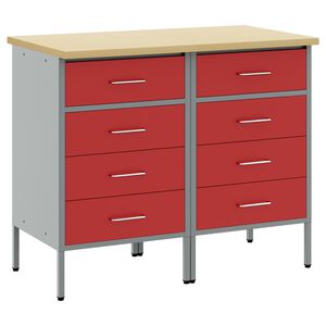 vidaXL Delovna omara s predalom 2 kos Rdeča in siva 100 x 55 x 85 cm