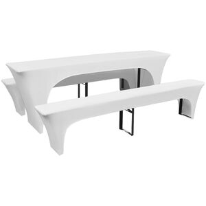 3 bele prevleke za gasilske mize in klopi raztegljive 220 x 50 x 80 cm