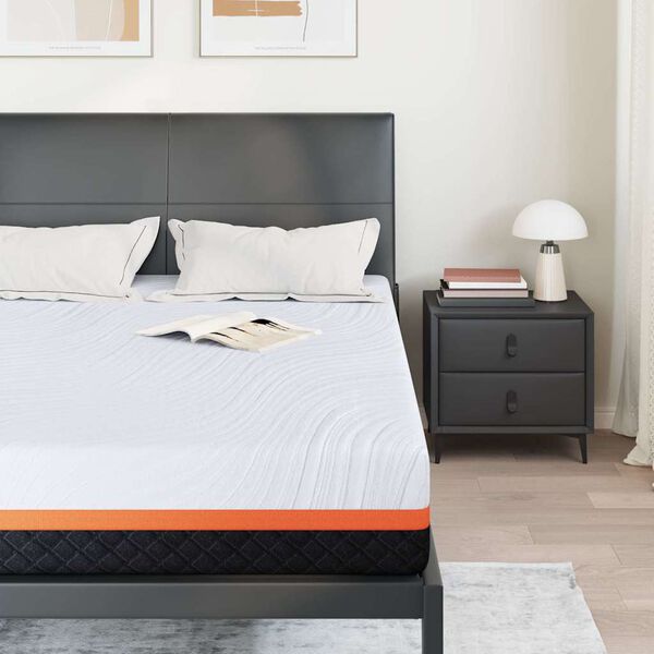 vidaXL Vzmetnica Bela in siva 160 x 200 cm žakardna tkanina