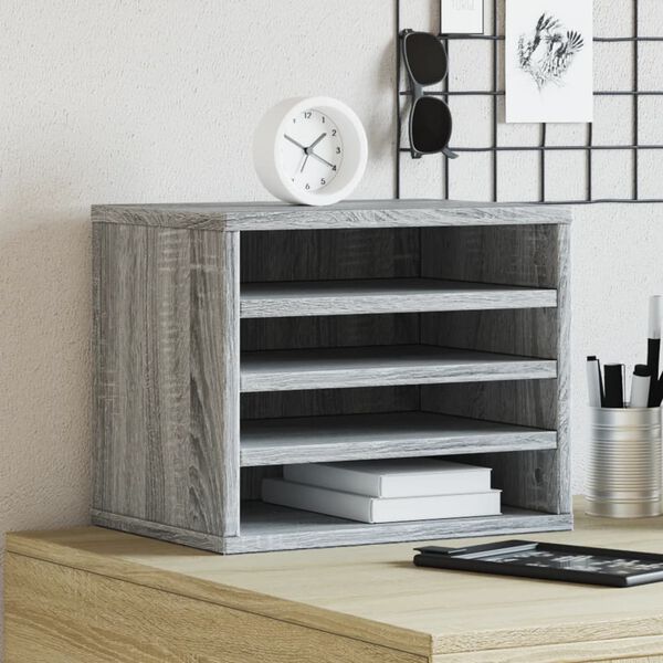 vidaXL Organizator za pisalno mizo siva sonoma 36x26x29,5 cm inž. les