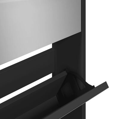 vidaXL Omarica za čevlje z ogledalom 5-nadstropna črna 63x17x169,5 cm