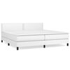 vidaXL Box spring postelja z vzmetnico bela 200x200 cm umetno usnje