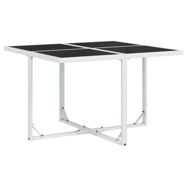 vidaXL Vrtna jedilna garnitura 5-delna z blazinami bel tekstilen